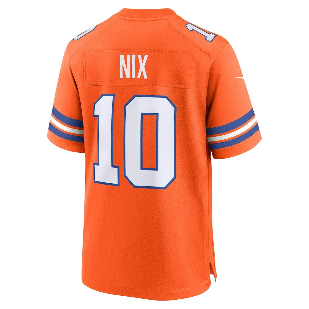 Bo Nix Denver Broncos Mile High Collection 1977 Throwback Player Game Jersey Orange