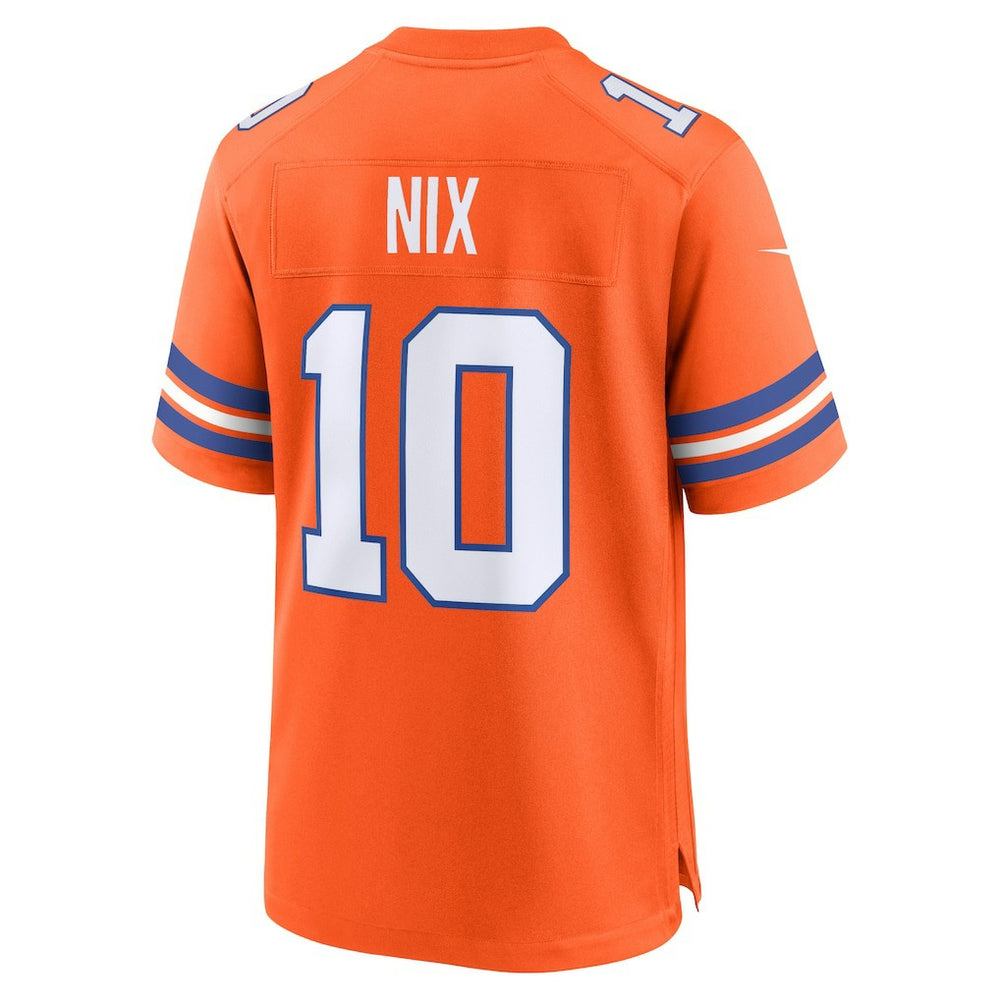 Bo Nix Denver Broncos Mile High Collection 1977 Throwback Player Game Jersey Orange