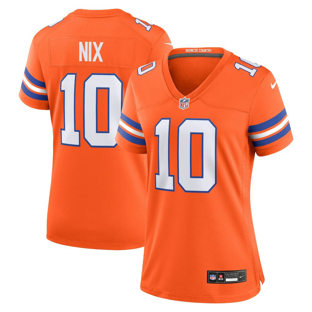 Bo Nix Denver Broncos Women's Mile High Collection 1977 Throwback Player Game Jersey Orange