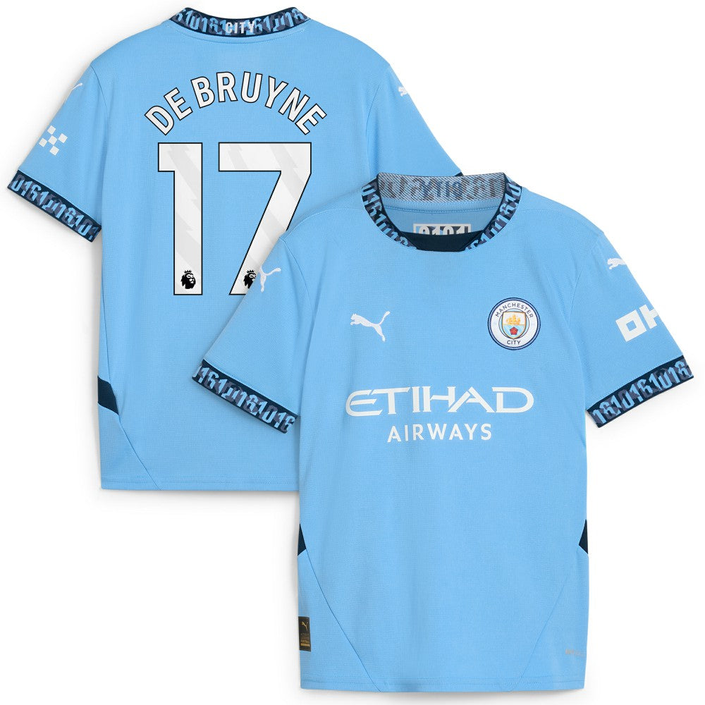 Kevin De Bruyne Manchester City Youth 2024/25 Home Replica Player Jersey Light Blue