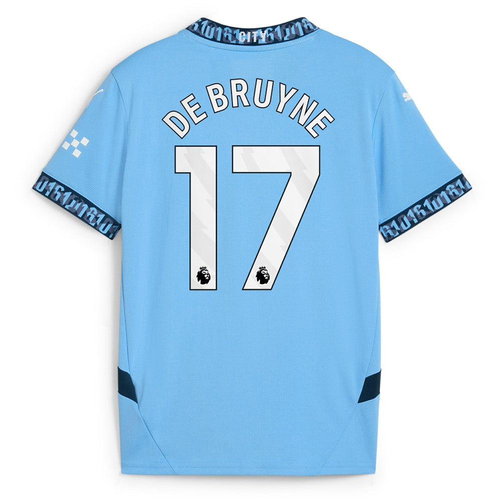 Kevin De Bruyne Manchester City Youth 2024/25 Home Replica Player Jersey Light Blue
