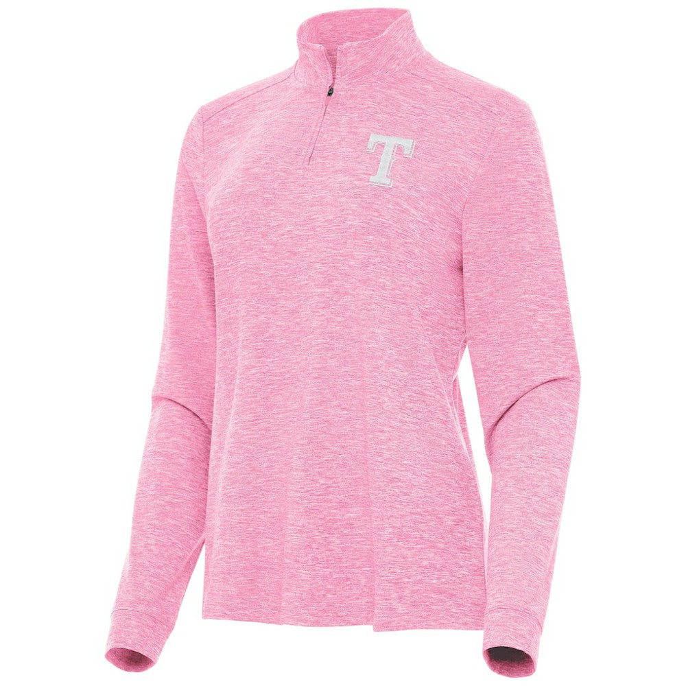 Texas Rangers Antigua Women's Mentor Lightweight Mock Neck Quarter-Zip Top - Pink Tops