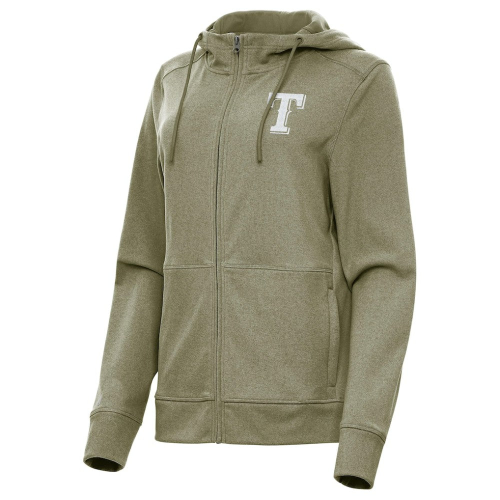 Texas Rangers Antigua Women's Seeker Full-Zip Hoodie Jacket - Olive Jackets