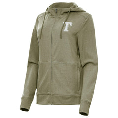 Texas Rangers Antigua Women's Seeker Full-Zip Hoodie Jacket - Olive Jackets