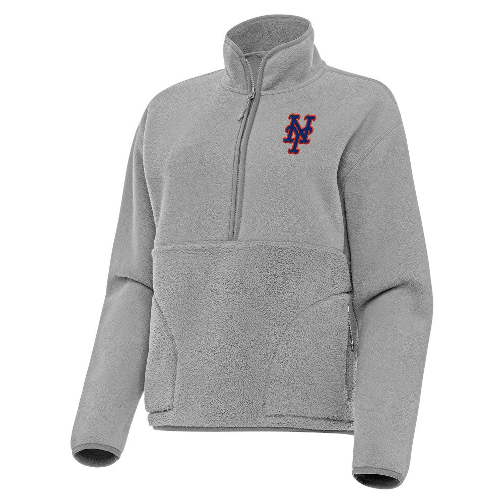 New York Mets Antigua Women's Figure Half-Zip Sweatshirt - Gray Sweatshirts