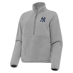 New York Yankees Antigua Women's Figure Half-Zip Sweatshirt - Gray Sweatshirts
