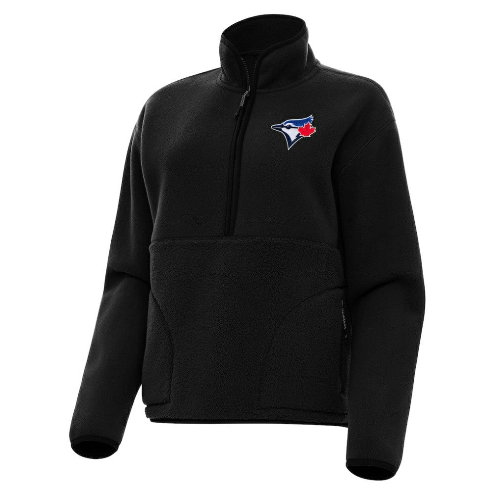 Toronto Blue Jays Antigua Women's Figure Half-Zip Sweatshirt - Black Sweatshirts