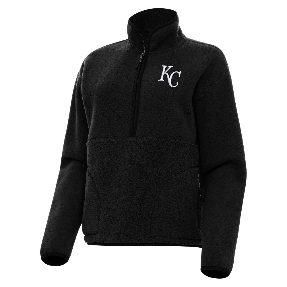 Kansas City Royals Antigua Women's Figure Half-Zip Sweatshirt - Black Sweatshirts