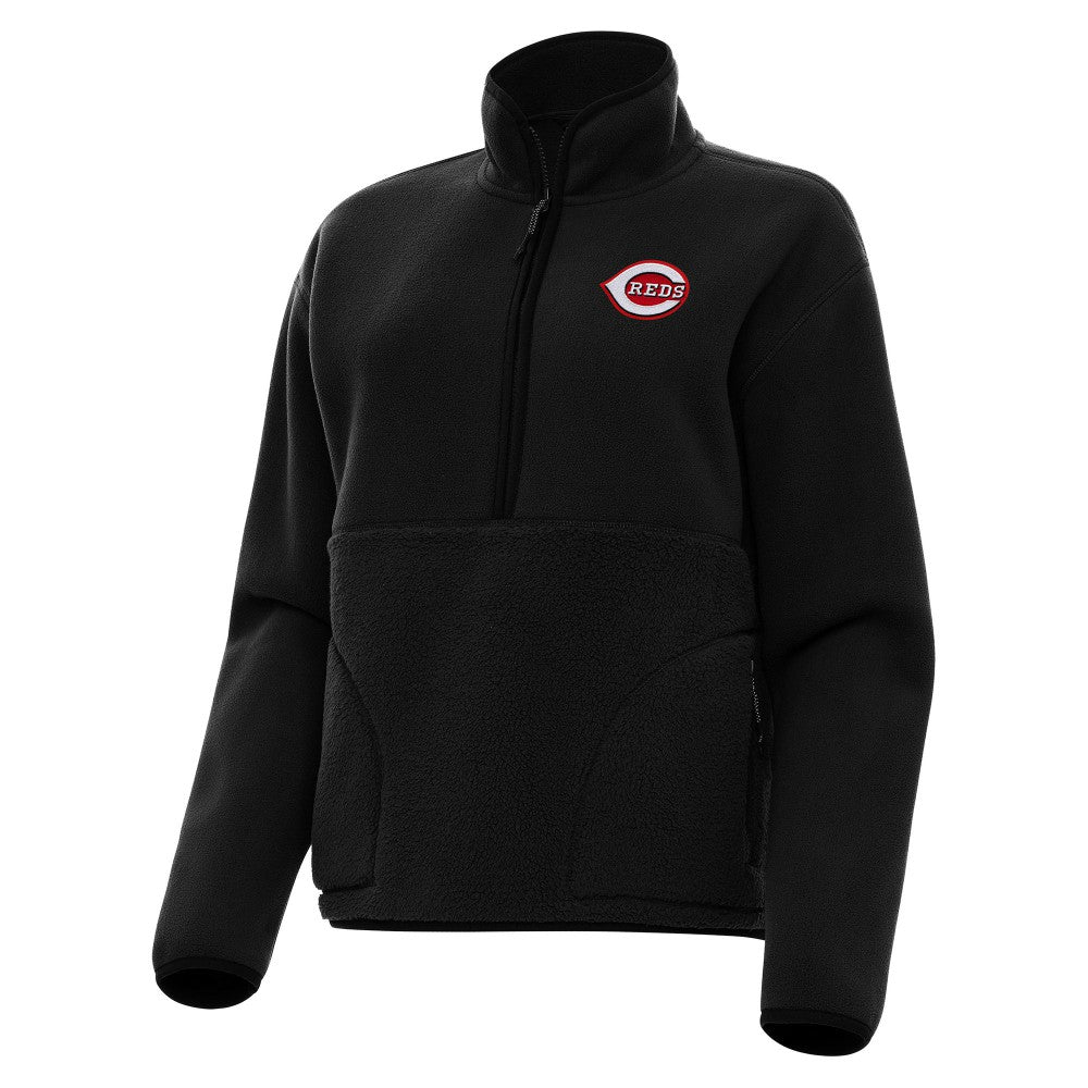 Cincinnati Reds Antigua Women's Figure Half-Zip Sweatshirt - Black Sweatshirts
