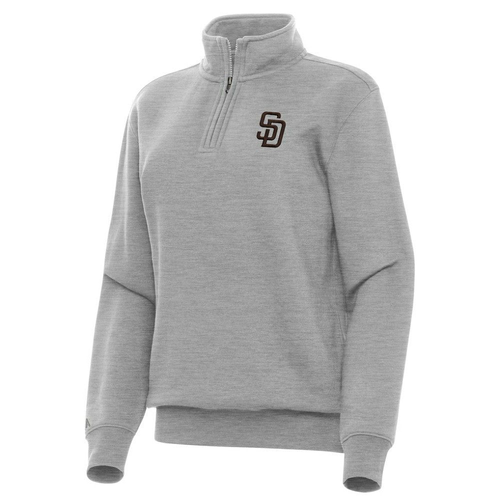 San Diego Padres Antigua Women's Victory Quarter-Zip Sweatshirt - Heather Gray Sweatshirts