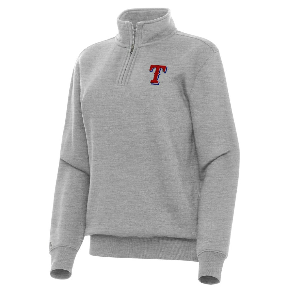 Texas Rangers Antigua Women's Victory Quarter-Zip Sweatshirt - Heather Gray Sweatshirts