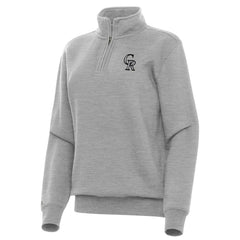 Colorado Rockies Antigua Women's Victory Quarter-Zip Sweatshirt - Heather Gray Sweatshirts