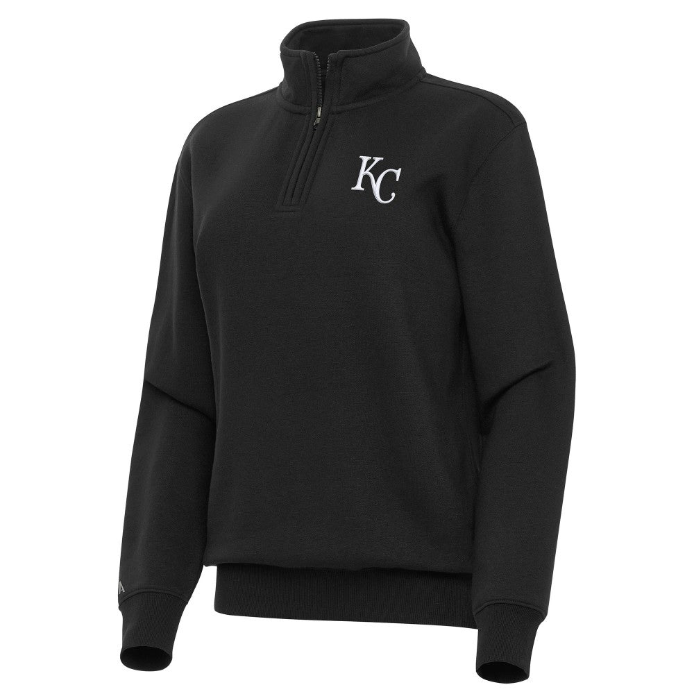 Kansas City Royals Antigua Women's Victory Quarter-Zip Sweatshirt - Black Sweatshirts