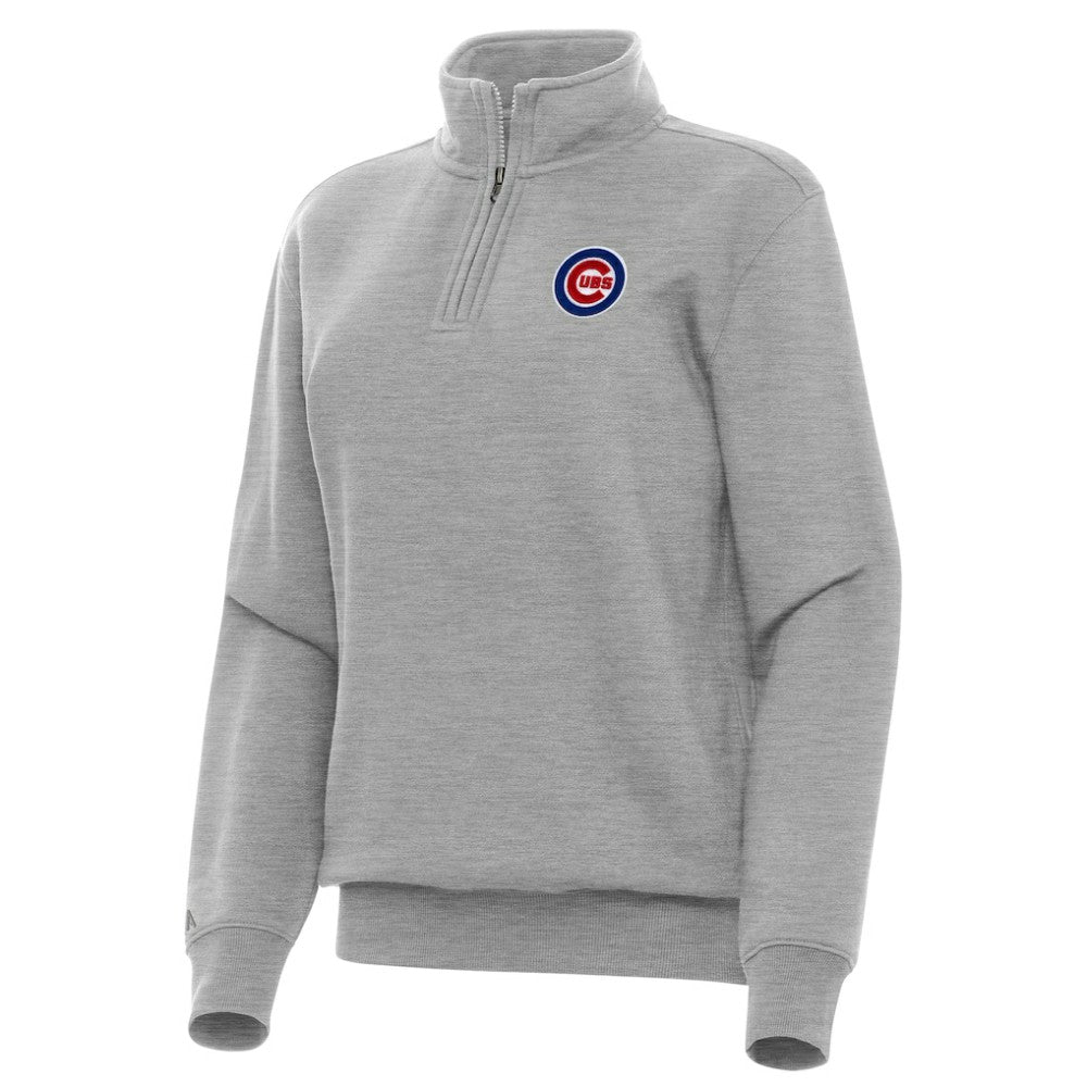 Chicago Cubs Antigua Women's Victory Quarter-Zip Sweatshirt - Heather Gray Sweatshirts