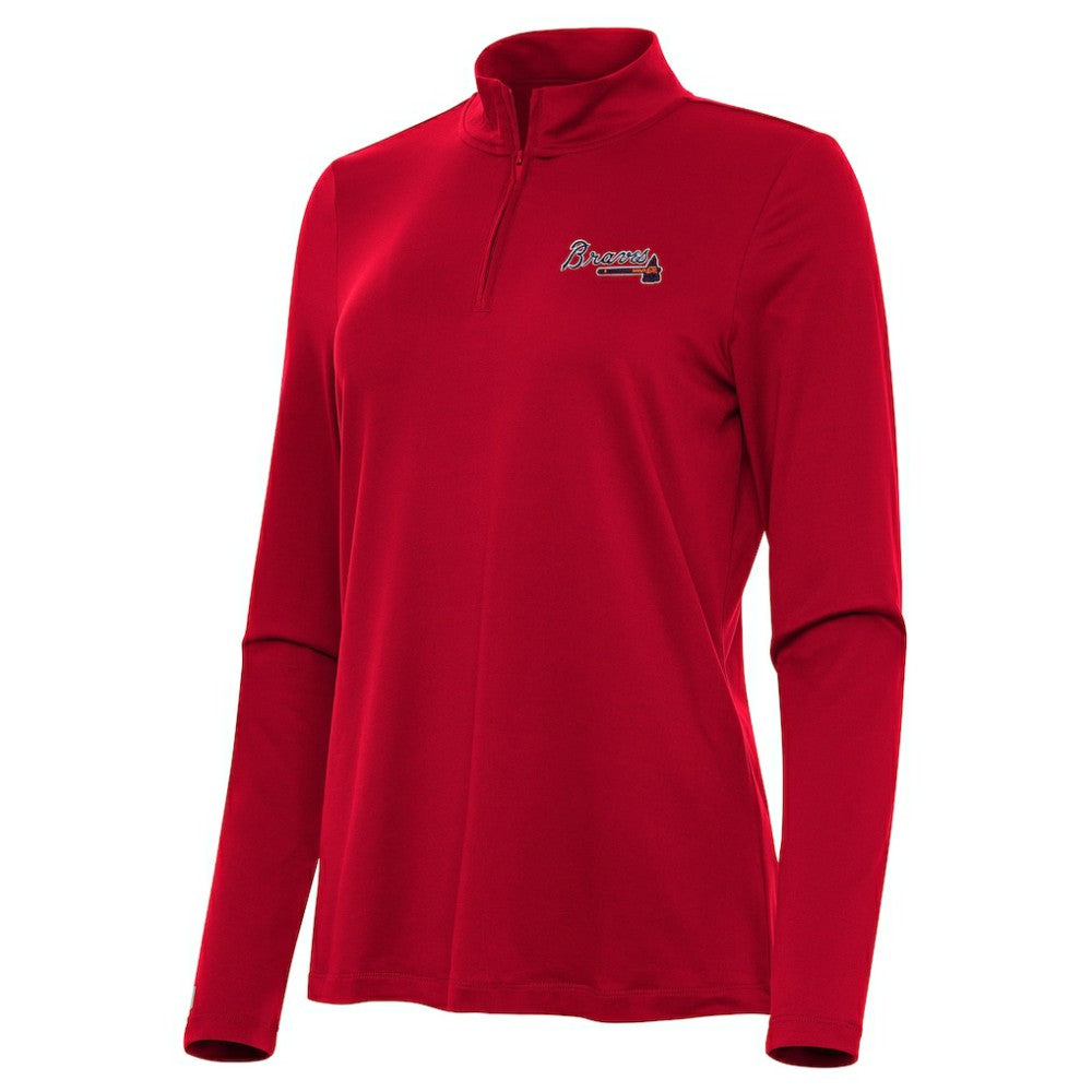 Atlanta Braves Antigua Women's Reprocess Quarter-Zip Top - Red Tops