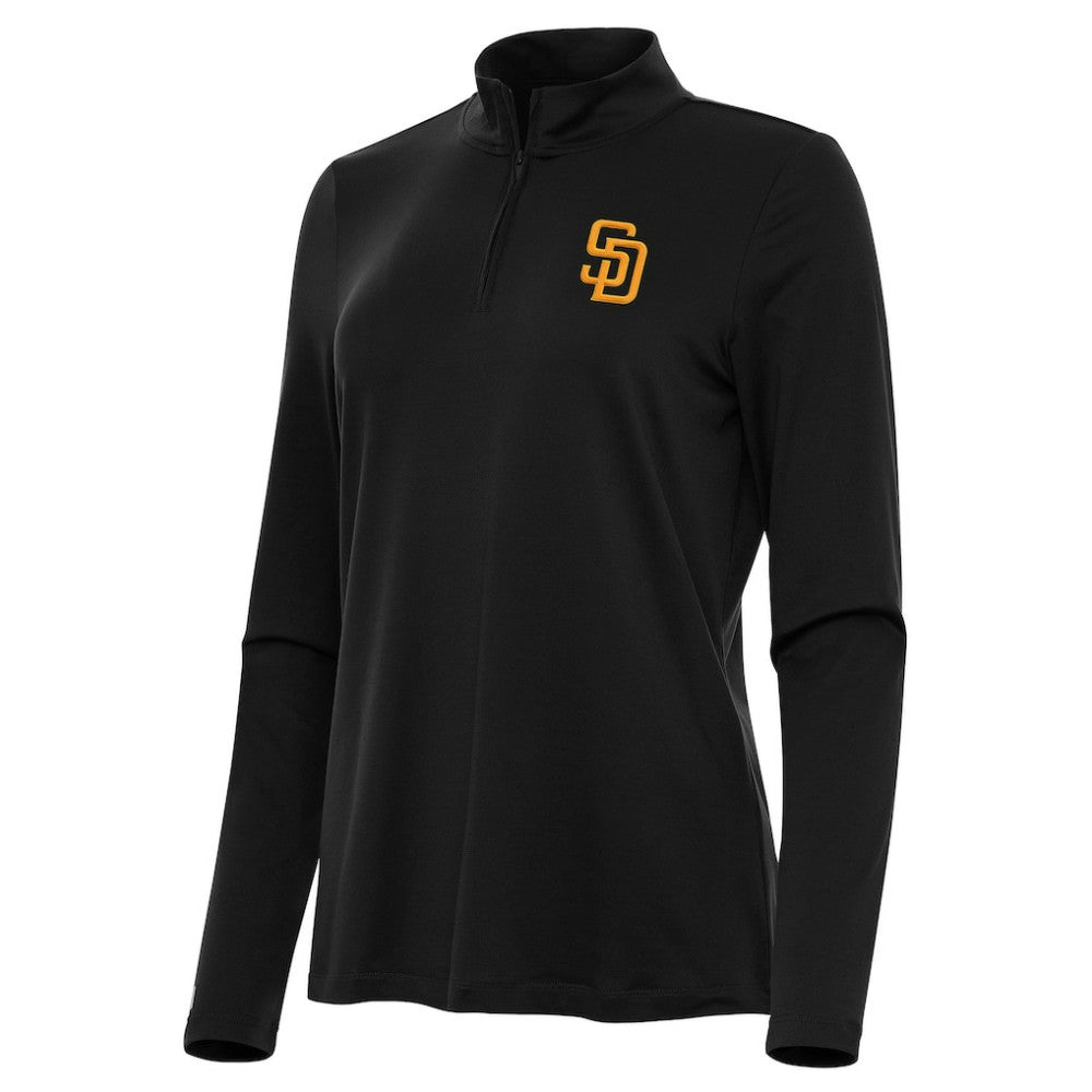 San Diego Padres Antigua Women's Reprocess Quarter-Zip Top - Black Tops