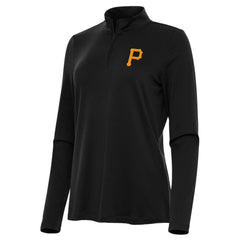 Pittsburgh Pirates Antigua Women's Reprocess Quarter-Zip Top - Black Tops