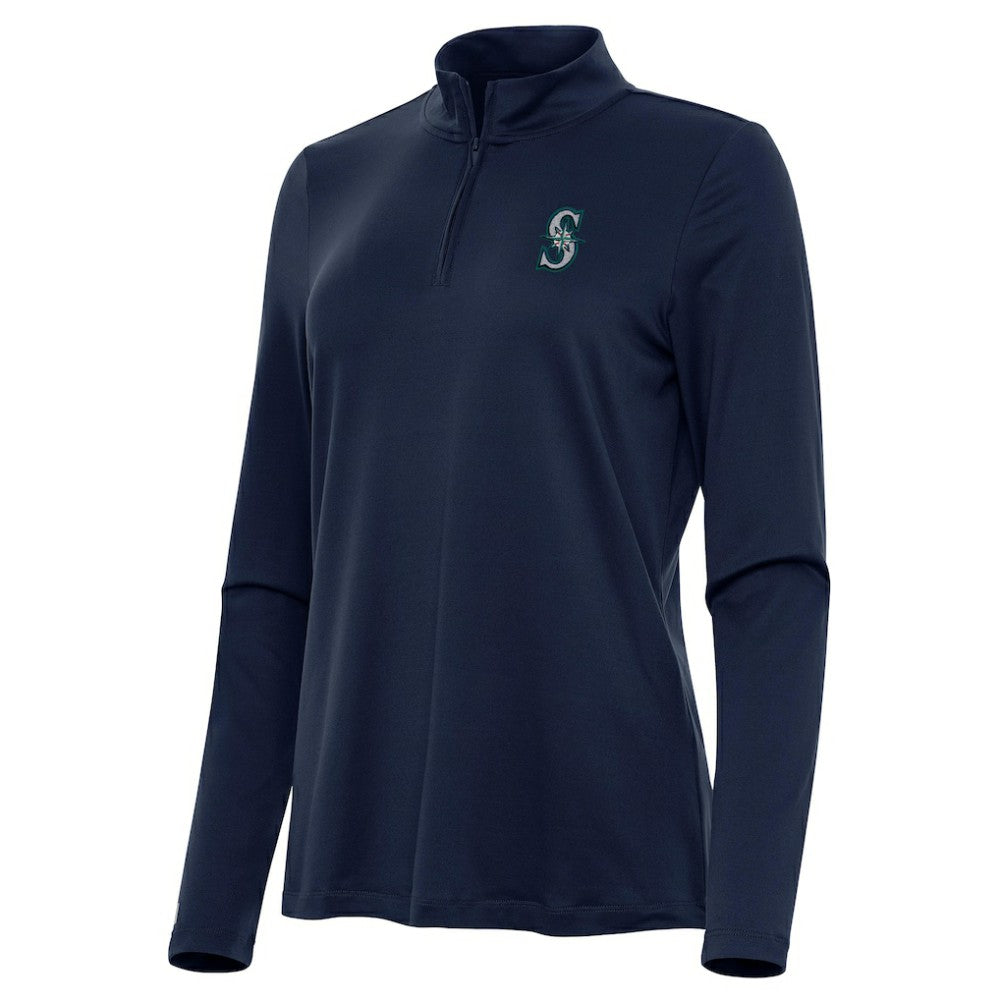 Seattle Mariners Antigua Women's Reprocess Quarter-Zip Top - Navy Tops