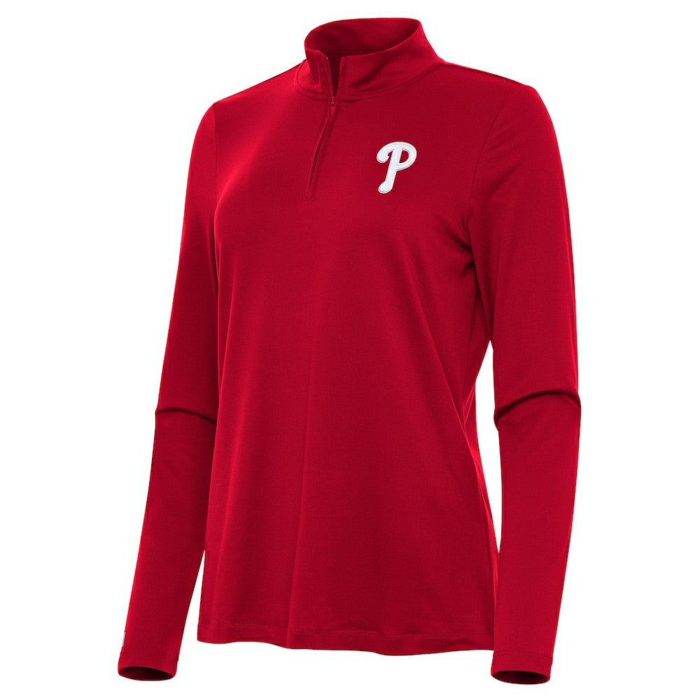 Philadelphia Phillies Antigua Women's Reprocess Quarter-Zip Top - Red Tops