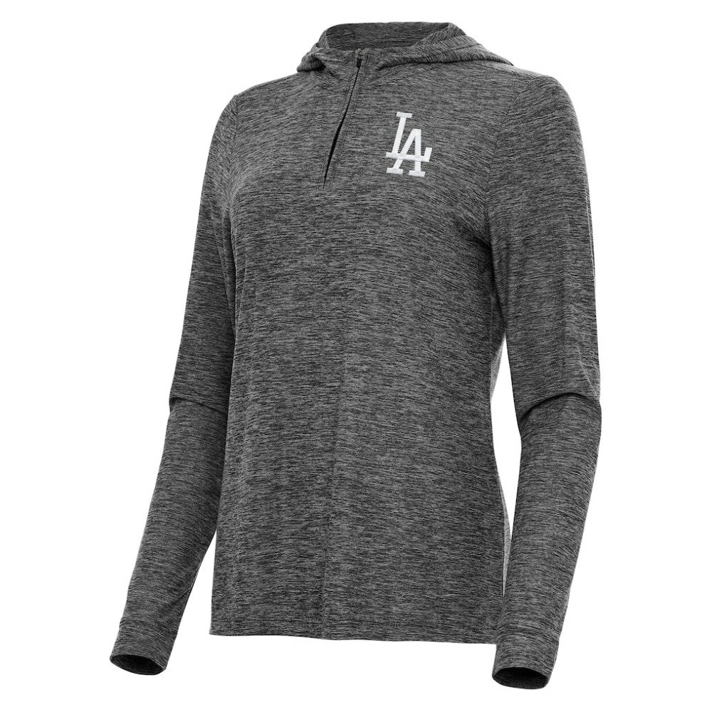Los Angeles Dodgers Antigua Women's Daybreak Quarter-Zip Hoodie - Heather Black Hoodies