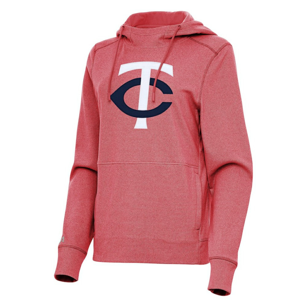 Minnesota Twins Antigua Women's Justice Pullover Hoodie - Heather Red Hoodies