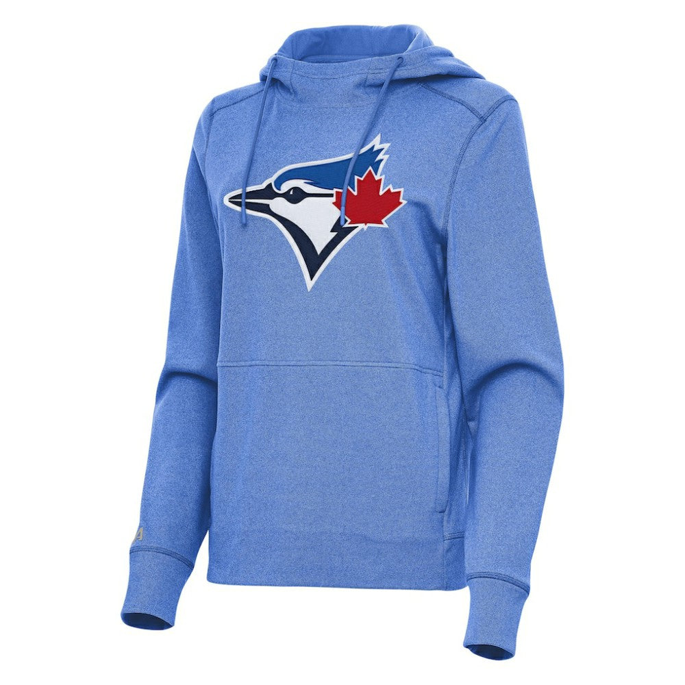 Toronto Blue Jays Antigua Women's Justice Pullover Hoodie - Heather Powder Blue Hoodies