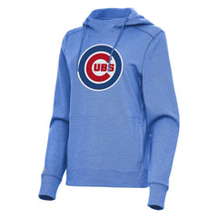 Chicago Cubs Antigua Women's Justice Pullover Hoodie - Heather Light Blue Hoodies