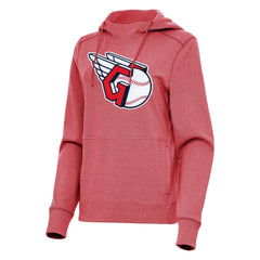 Cleveland Guardians Antigua Women's Justice Pullover Hoodie - Heather Red Hoodies