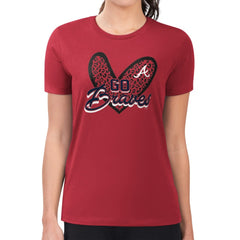 Atlanta Braves G-III 4Her by Carl Banks Women's Super-Slim Fit Lightweight Leopard Heart T-Shirt - Red T-shirts