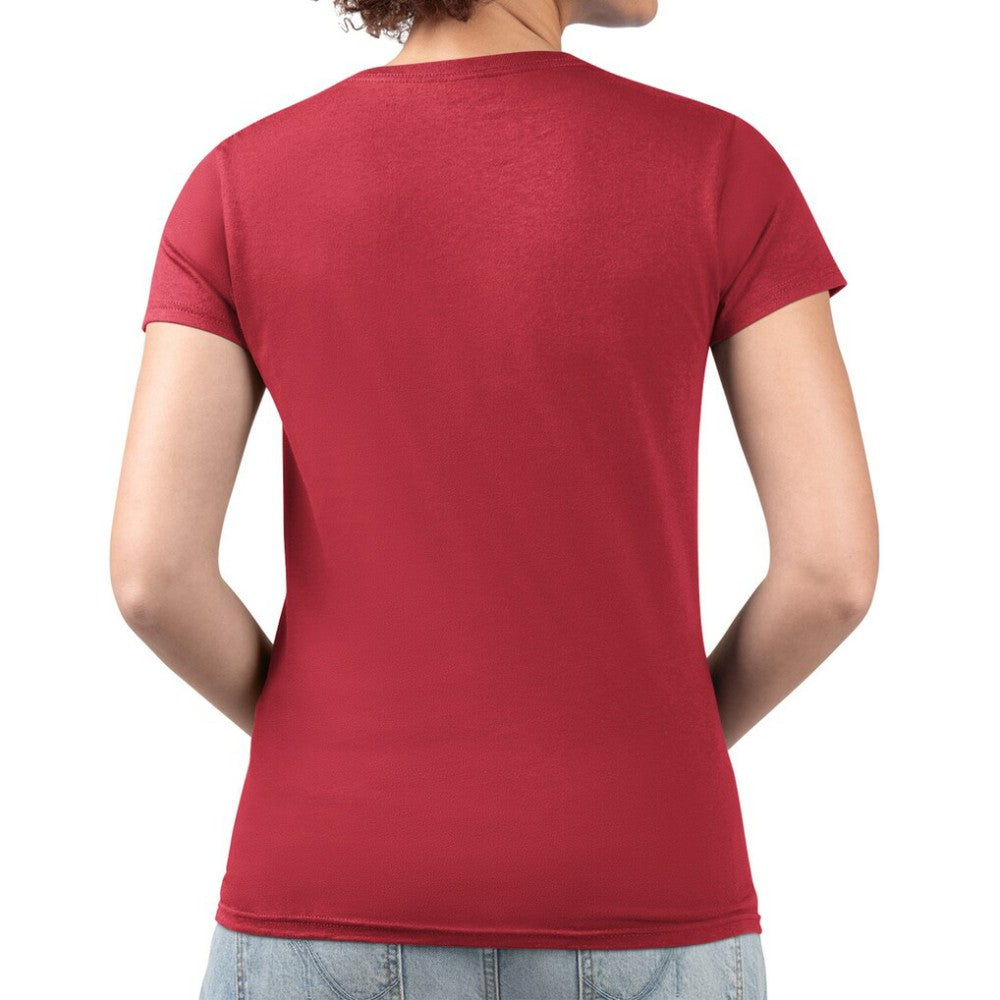 Atlanta Braves G-III 4Her by Carl Banks Women's Super-Slim Fit Lightweight Leopard Heart V-Neck T-Shirt - Red T-shirts
