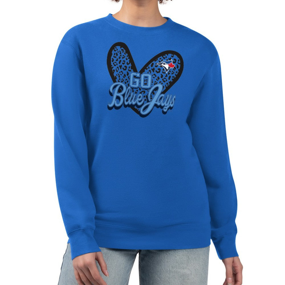 Toronto Blue Jays G-III 4Her by Carl Banks Women's Leopard Heart Pullover Sweatshirt - Royal Pullover
