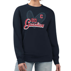 Cleveland Guardians G-III 4Her by Carl Banks Women's Leopard Heart Pullover Sweatshirt - Navy Pullover