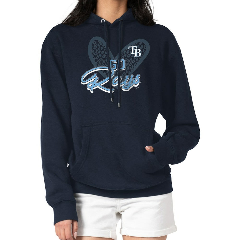 Tampa Bay Rays G-III 4Her by Carl Banks Women's Leopard Heart Pullover Hoodie - Navy Hoodies