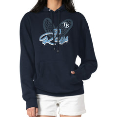 Tampa Bay Rays G-III 4Her by Carl Banks Women's Leopard Heart Pullover Hoodie - Navy Hoodies