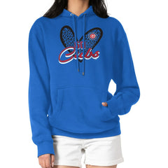 Chicago Cubs G-III 4Her by Carl Banks Women's Leopard Heart Pullover Hoodie - Royal Hoodies
