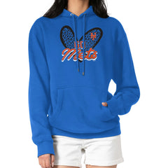 New York Mets G-III 4Her by Carl Banks Women's Leopard Heart Pullover Hoodie - Royal Hoodies