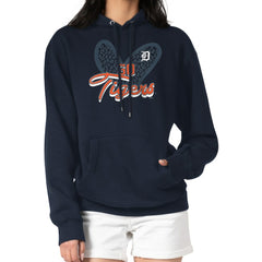 Detroit Tigers G-III 4Her by Carl Banks Women's Leopard Heart Pullover Hoodie - Navy Hoodies