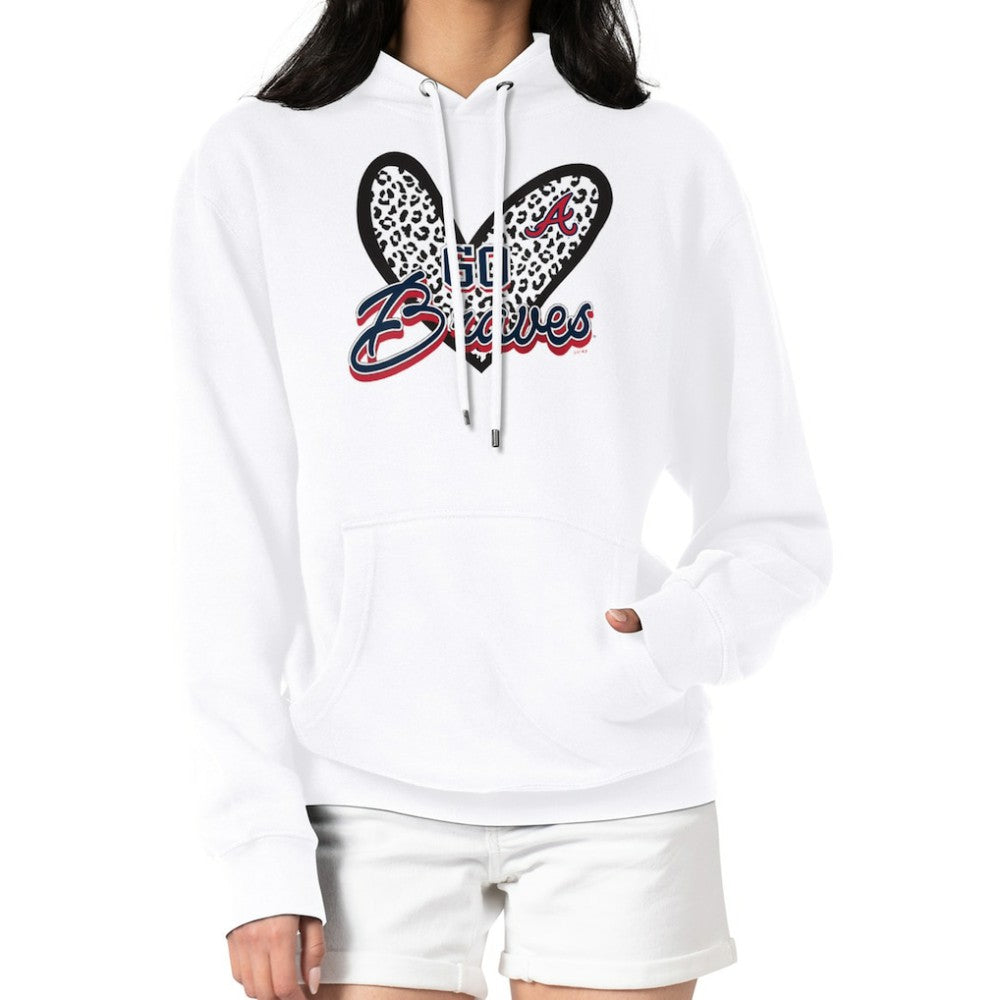 Atlanta Braves G-III 4Her by Carl Banks Women's Leopard Heart Pullover Hoodie - White Hoodies