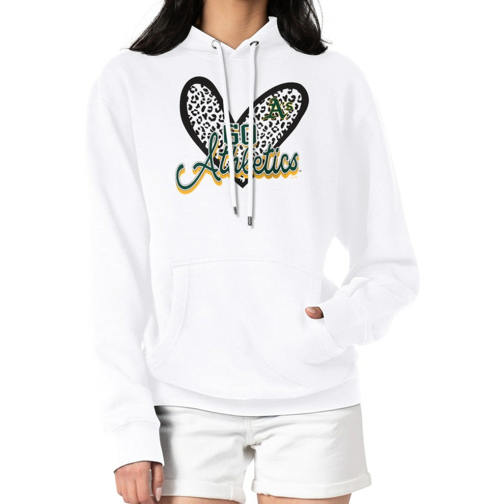 Athletics G-III 4Her by Carl Banks Women's Leopard Heart Pullover Hoodie - White Hoodies