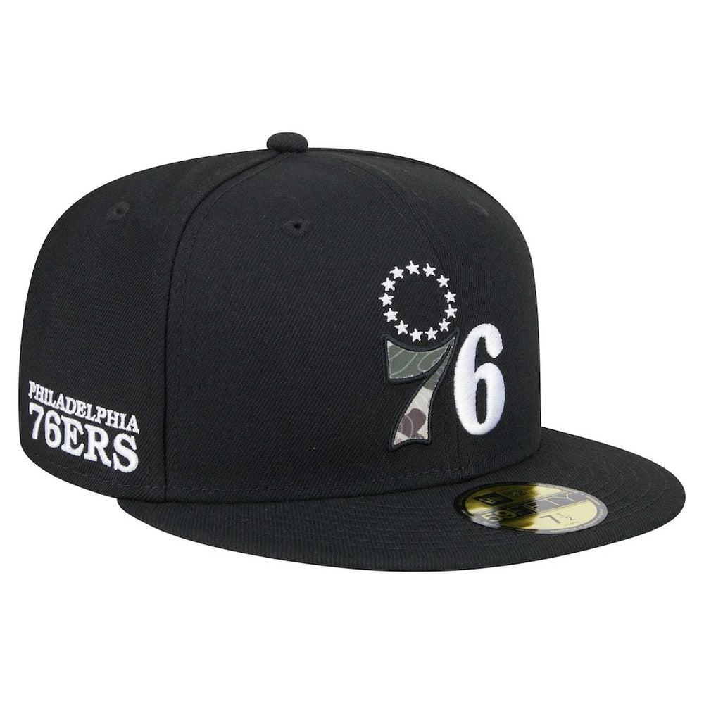 Philadelphia 76ers Camo Print UV 59FIFTY Fitted Hat Black