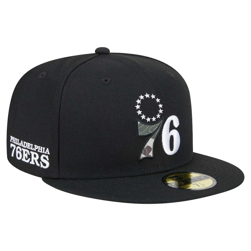 Philadelphia 76ers Camo Print UV 59FIFTY Fitted Hat Black