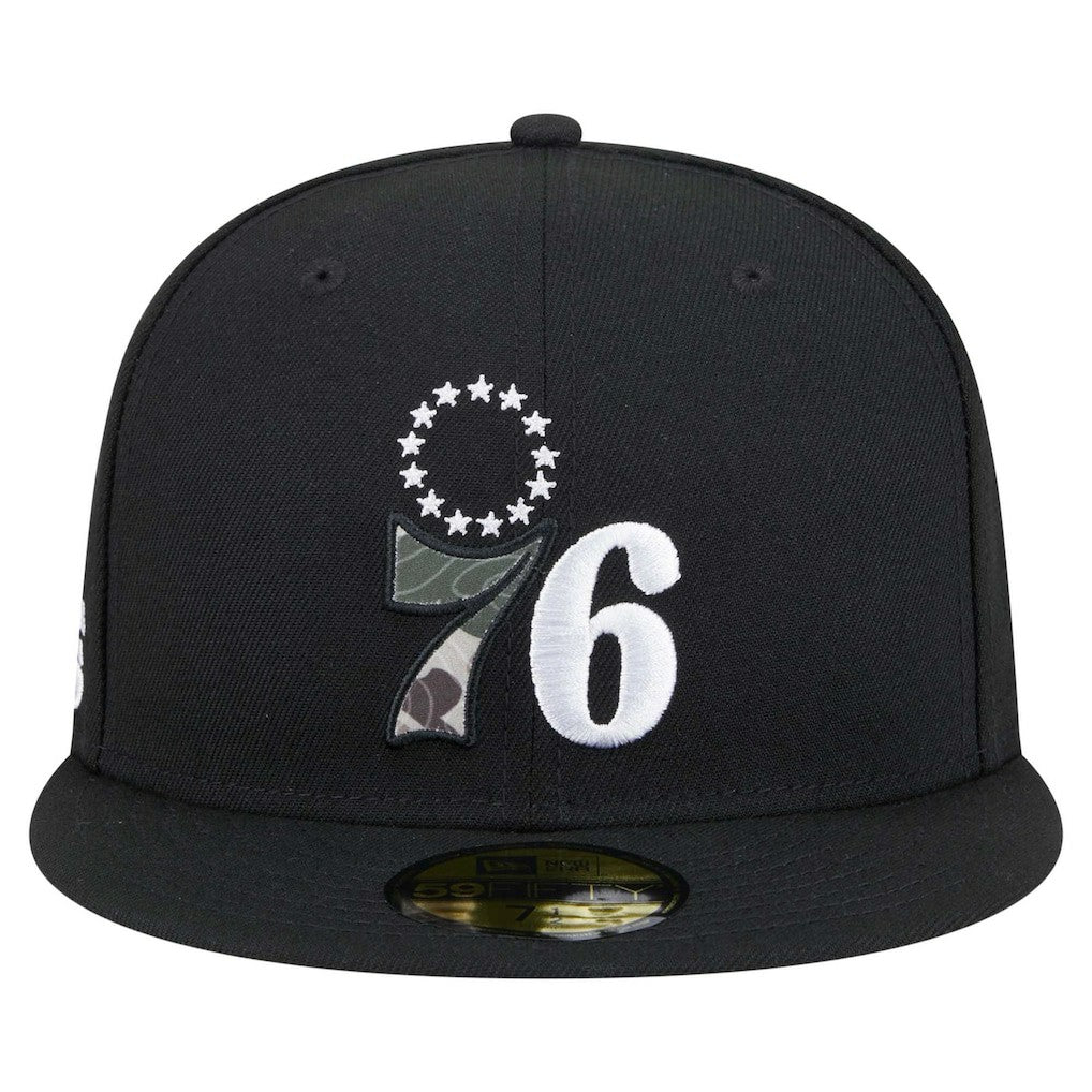Philadelphia 76ers Camo Print UV 59FIFTY Fitted Hat Black