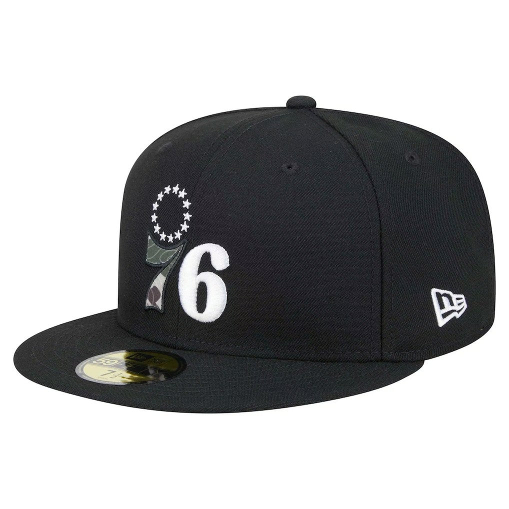 Philadelphia 76ers Camo Print UV 59FIFTY Fitted Hat Black
