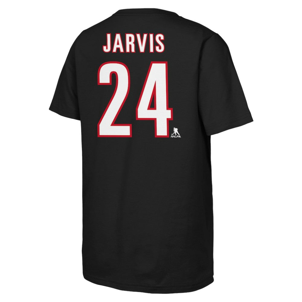 NHL Seth Jarvis Carolina Hurricanes Youth Player Name & Number T-Shirt - Black