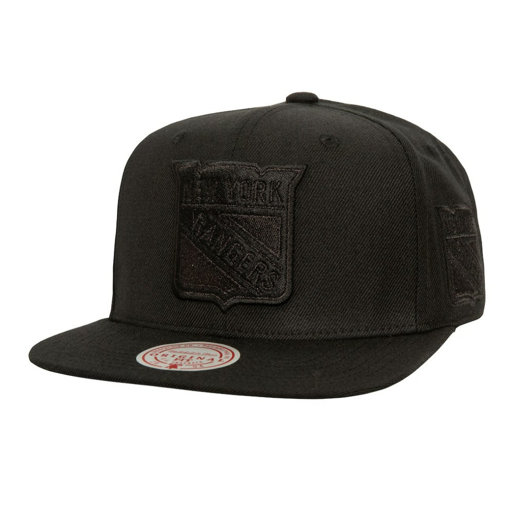 NHL New York Rangers Mitchell & Ness Soul Strike Pearl Tonal Snapback Hat - Black