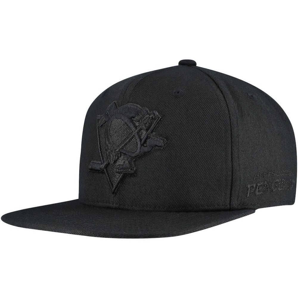 NHL Pittsburgh Penguins Mitchell & Ness Soul Strike Pearl Tonal Snapback Hat - Black