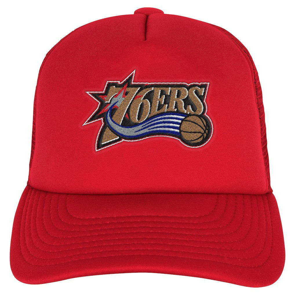 Philadelphia 76ers Youth Core Evergreen Trucker Adjustable Hat Red