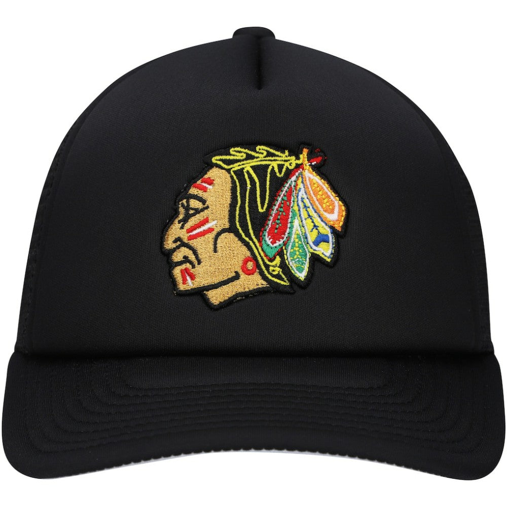 NHL Chicago Blackhawks Mitchell & Ness Youth Core Trucker Adjustable Hat - Black