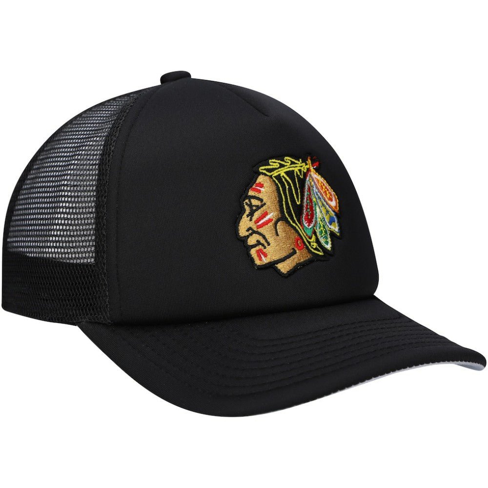 NHL Chicago Blackhawks Mitchell & Ness Youth Core Trucker Adjustable Hat - Black