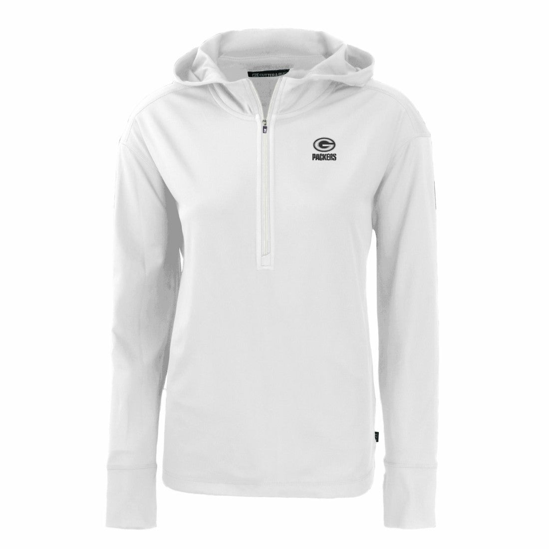 Green Bay Packers Cutter & Buck Women's Daybreak Eco Recycled Half-Zip Hoodie White